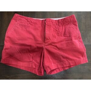 Tommy Hilfiger Womens Red Chino Shorts Size 12 Flat Front Mid Rise #1134